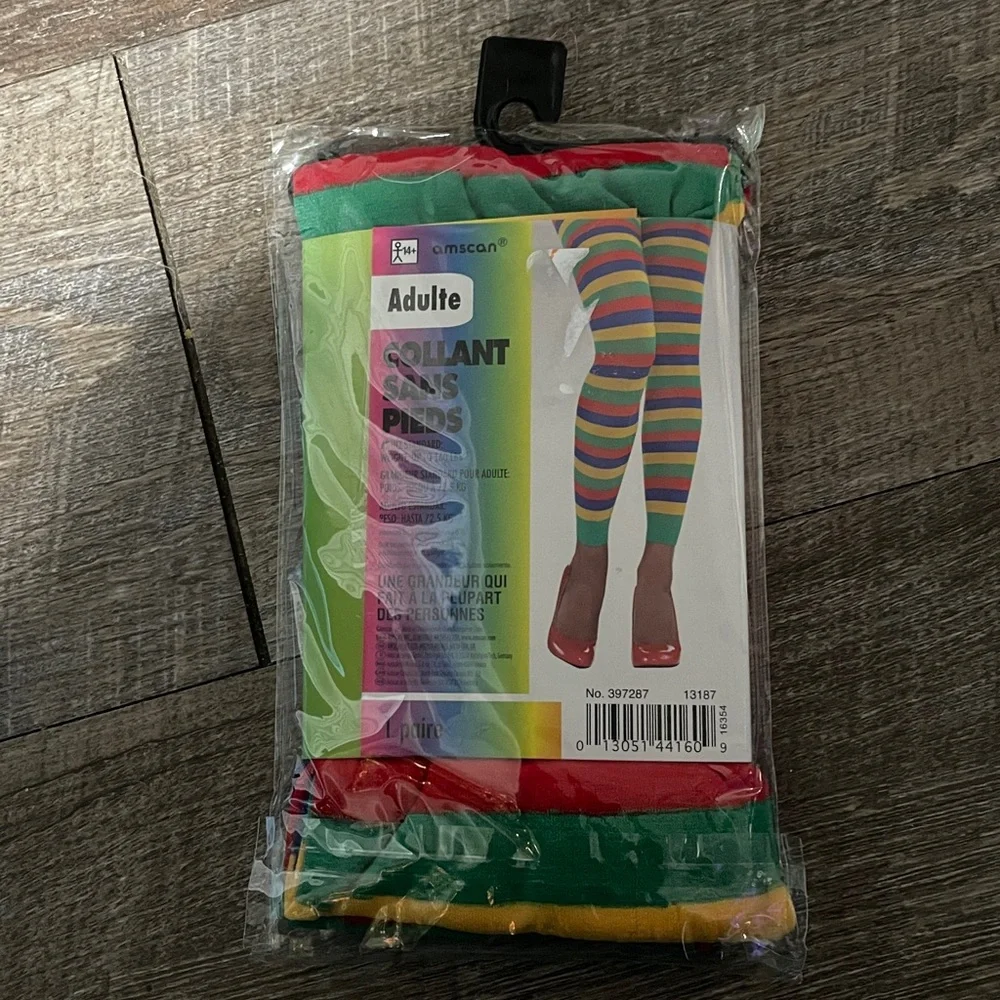 NWT Amscan Multicolor Striped Footless Tights